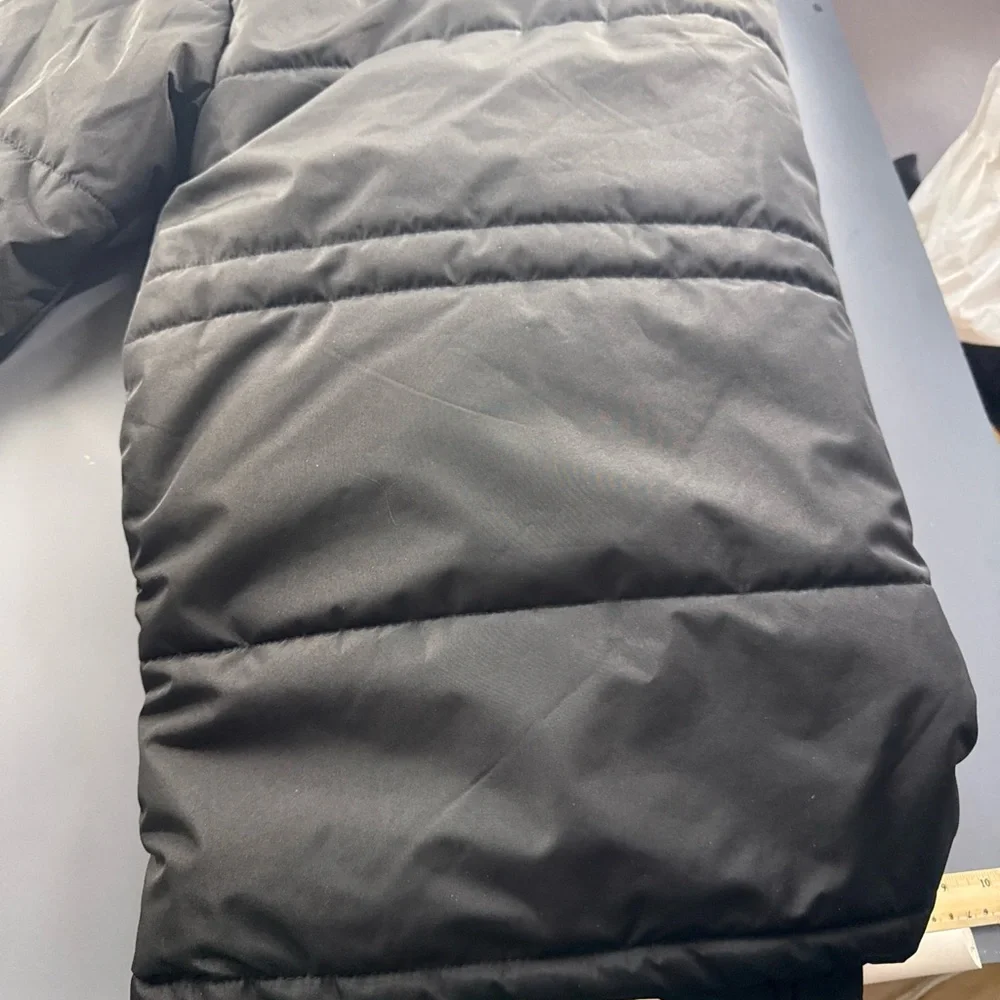 Men's Black Puffer Jacket with Faux Fur Hood Parka D’hiver Jacket - Picture 9 of 11